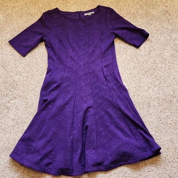 Danny & Nicole Purple Quater Sleeve Dress - Picture 1 of 7